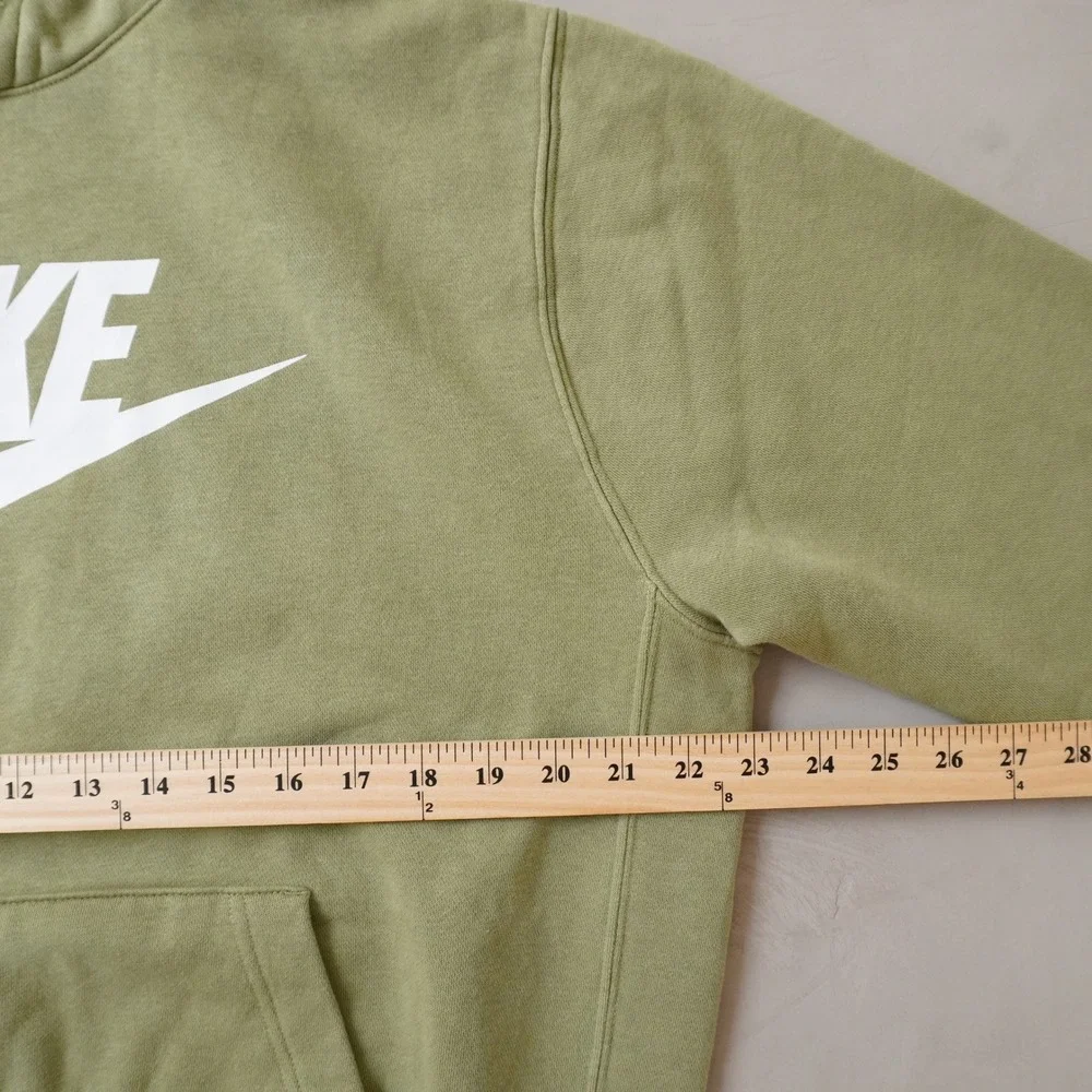 Nike Sportswear Club Fleece Hoodie Mens Large Olive Green Futura Logo Pullover